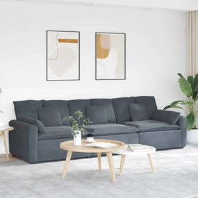 vidaXL Sofá modular com almofadas cinzento-escuro