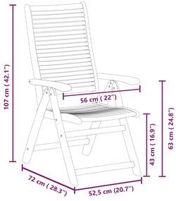 Cadeiras de jardim dobráveis e reclináveis 2 pcs acácia maciça