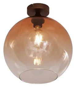 Plafon Art Deco Bronze Escuro com Vidro Castanho - Sandra Art Deco