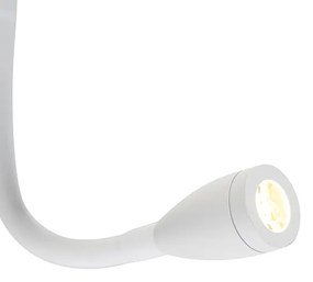 LED Candeeiro de parede moderno branco com USB e braço flexível - Flero Moderno