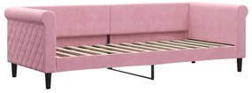 Sofá-cama com colchão 80x200 cm veludo rosa