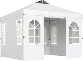 Outsunny Tenda Dobrável 3x3 m Pop-up com Tecido Oxford UPF50+ 4 Laterais Removíveis Altura Ajustável e Bolsa de Transporte Branco | Aosom Portugal