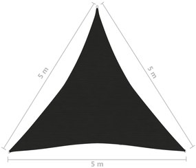 Para-sol estilo vela 160 g/m² 5x5x5 m PEAD preto