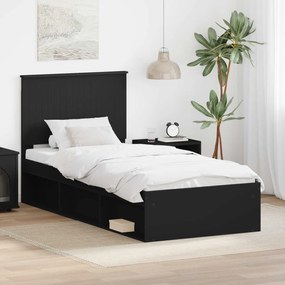 vidaXL Estrutura da Cama Preto 90 x 200 cm Madeira de Pinheiro Sólida