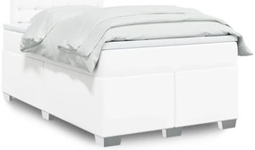 vidaXL Cama com molas/colchão 120x200 cm couro artificial branco