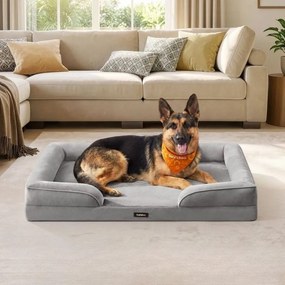 Cama ortopédica para cães, 122 x 85 x 17 cm, com capa removível cinzenta