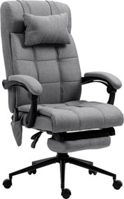 Cadeira de Escritório com 6 Pontos de Massagem 5 Modos Reclinável 155° com Função de Aquecimento 66x76x112-120 cm Cinza