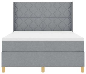 Cama Box Spring vidaXL com Colchão e Luz LED Cinza Claro 140x200 cm Te