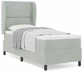 Cama com Estrado e Colchão Cinzento-claro 80x200 cm em Veludo