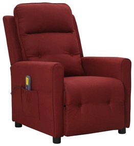 vidaXL Poltrona de massagens elétrica reclinável tecido vermelho tinto