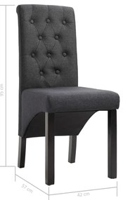 Cadeiras de jantar 2 pcs tecido cinzento-escuro