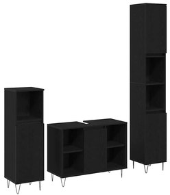vidaXL Conjunto de Móveis para Banheiro com porta 3 pcs Carvalho Preto