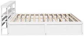 Estrutura de cama com cabeceira 200x200 cm pinho maciço branco