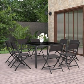 vidaXL 9 pcs conjunto de jantar para exterior aço