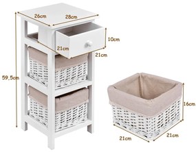 Conjunto de 2 Mesas de Cabeceira "Linna" - 28 x 26 x 59,5 cm - Branco