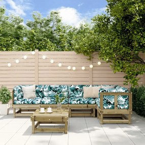 6 pcs conjunto lounge de jardim madeira de pinho impregnada