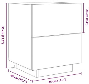 Cristaleira vidaXL com Luzes LED Carvalho Artesanal 45x40x55 cm