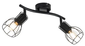 Candeeiro de teto moderno preto 2 luzes ajustáveis - Botu