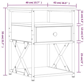 Mesa de cabeceira 40x42x55 cm derivados de madeira preto