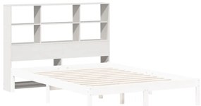 Cabeceira com arrumação 140 cm madeira de pinho maciça branco