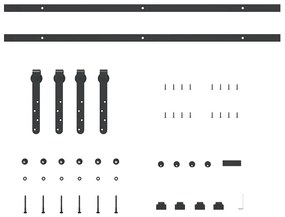 Kit p/ porta de armário deslizante 183 cm aço carbono