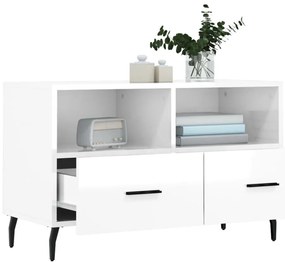 Móvel de TV 80x36x50 cm derivados de madeira branco brilhante