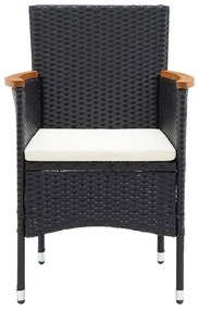 5 pcs conjunto de jantar p/ jardim c/ almofadões preto