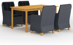 vidaXL 5 pcs conjunto de jantar para jardim cinzento-escuro
