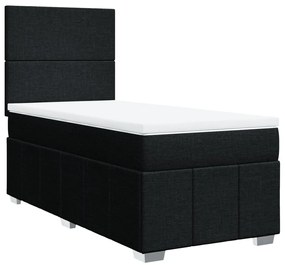 Cama com molas/colchão 100x200 cm tecido preto