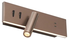 Candeeiro de Parede Bronze Ajustável com USB-C incl. LED - Modric Moderno