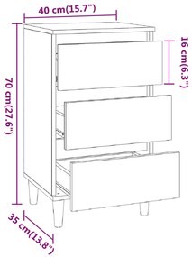 Mesa cabeceira 40x35x70 cm derivados madeira carvalho castanho
