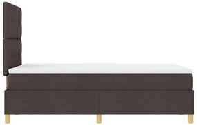 Cama Box com Colchão e LED Castanho Escuro 120x200 cm Tecido