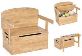 Conjunto de mesa de actividades convertível para crianças 3 em 1 com caixa de arrumação para brinquedos Natural