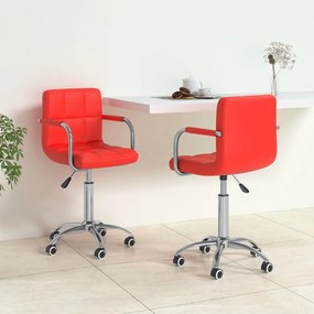 vidaXL Cadeiras de jantar giratórias 2 pcs couro artificial vermelho