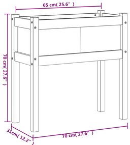 Vaso/floreira de jardim com pernas 70x31x70 cm pinho maciço