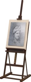Cavalete de madeira com altura ajustável de 171 a 230 cm para pintura com espaço de arrumação e inclinação ajustável até 80°, cor castanha