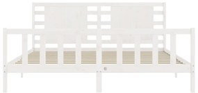 Cama sem colchão 200x200 cm madeira de pinho maciça branco