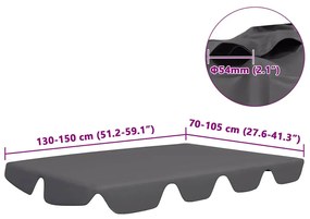 Toldo suplente p/ baloiço de jardim 150/130x105/70 cm antracite