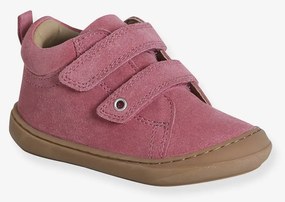 Botinhas em pele suave, com barra autoaderente, para bebé, especial primeiros passos pau-rosa