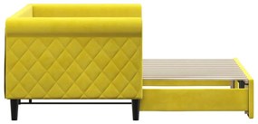 Sofá-cama com gavetão 80x200 cm veludo amarelo