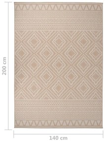 Tapete de tecido plano p/ exterior 140x200 cm riscas castanhas