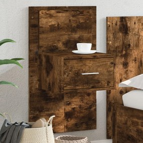 vidaXL Mesa de cabeceira de parede com luzes LED carvalho fumado