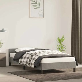 Estrutura de cama sem colchão 100x200 cm veludo cinzento-claro