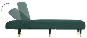 Chaise longue veludo verde-escuro