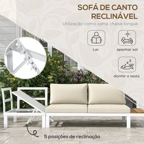 Conjunto de Móveis de Jardim Inclui 2 Sofás Duplos 1 Sofá de Canto e Mesa de Centro com Almofadas para Pátio Creme