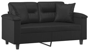 Sofá 2 lugares + almofadas decorativas 120cm couro artif. preto