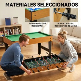 Mesa Multijogos 4 em 1 com Matraquilhos Bilhar Hóquei de Mesa e Ping-pong para Crianças e Adultos 107x61x84,5 cm Natural