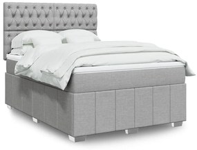 vidaXL Cama com molas/colchão 140x200 cm tecido cinzento-claro