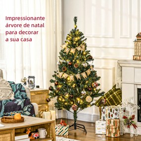 Árvore de Natal Artificial com 100 Luzes LED 472 Ramos e 80 Decorações para Interior Aço Ø91x150 cm Verde