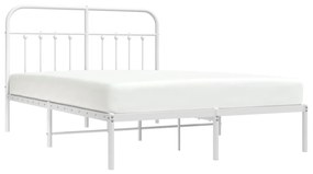 Estrutura de cama com cabeceira 150x200 cm metal branco